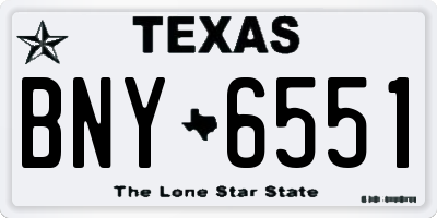 TX license plate BNY6551