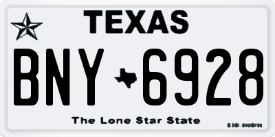 TX license plate BNY6928