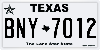 TX license plate BNY7012