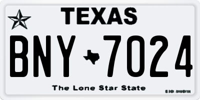 TX license plate BNY7024