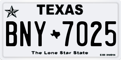 TX license plate BNY7025