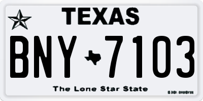 TX license plate BNY7103