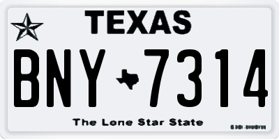 TX license plate BNY7314