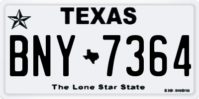 TX license plate BNY7364