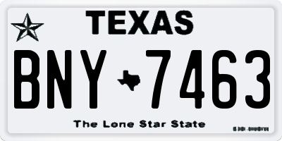 TX license plate BNY7463