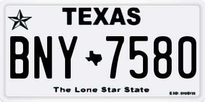 TX license plate BNY7580