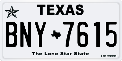 TX license plate BNY7615