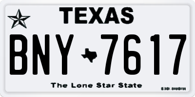 TX license plate BNY7617