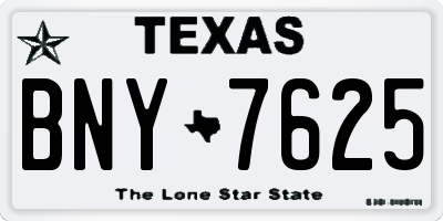 TX license plate BNY7625