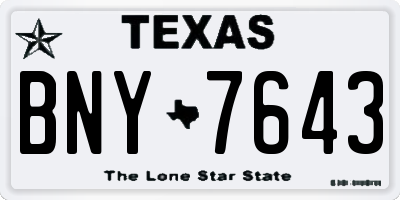 TX license plate BNY7643