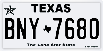 TX license plate BNY7680