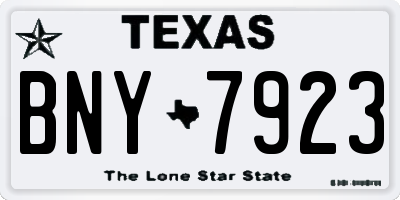 TX license plate BNY7923