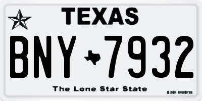TX license plate BNY7932