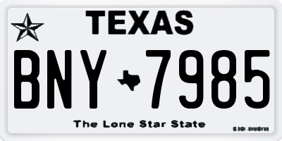 TX license plate BNY7985