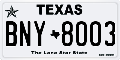 TX license plate BNY8003