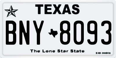 TX license plate BNY8093