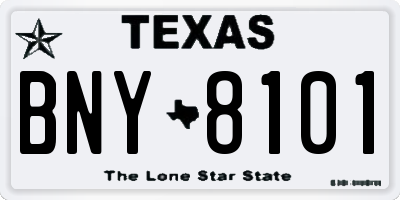 TX license plate BNY8101