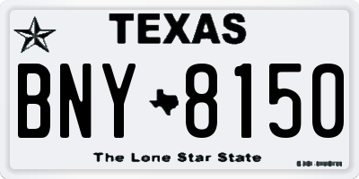TX license plate BNY8150
