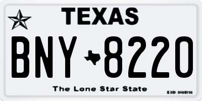 TX license plate BNY8220