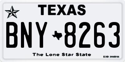 TX license plate BNY8263