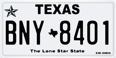 TX license plate BNY8401