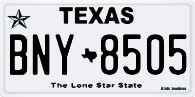 TX license plate BNY8505