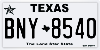 TX license plate BNY8540