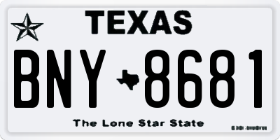 TX license plate BNY8681