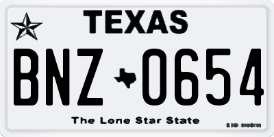 TX license plate BNZ0654
