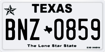 TX license plate BNZ0859