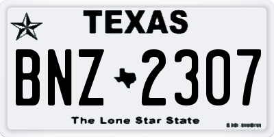 TX license plate BNZ2307