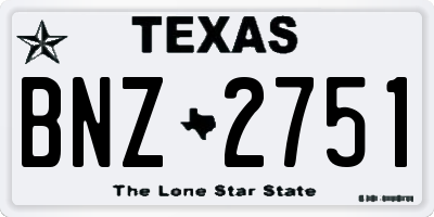 TX license plate BNZ2751