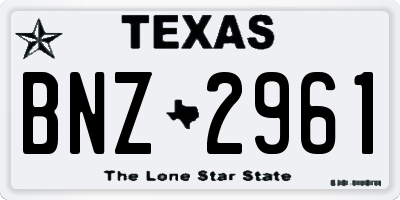 TX license plate BNZ2961