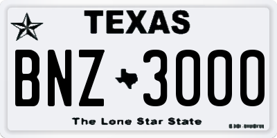TX license plate BNZ3000