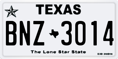 TX license plate BNZ3014