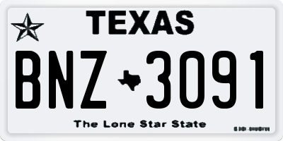 TX license plate BNZ3091