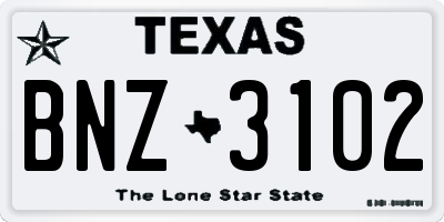 TX license plate BNZ3102