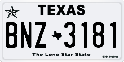 TX license plate BNZ3181