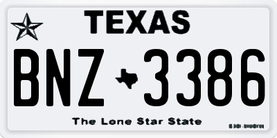 TX license plate BNZ3386