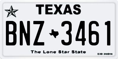 TX license plate BNZ3461