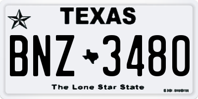 TX license plate BNZ3480