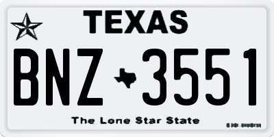 TX license plate BNZ3551