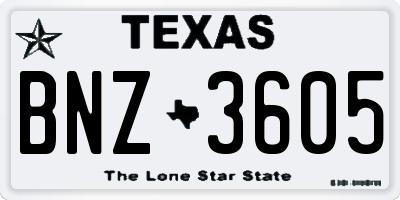TX license plate BNZ3605