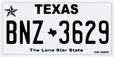 TX license plate BNZ3629