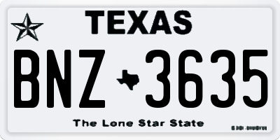 TX license plate BNZ3635