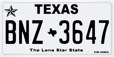 TX license plate BNZ3647