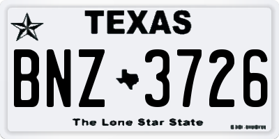 TX license plate BNZ3726