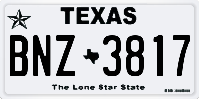 TX license plate BNZ3817
