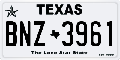 TX license plate BNZ3961