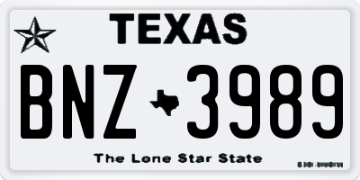 TX license plate BNZ3989